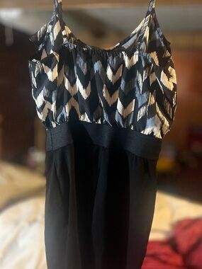 Forever 21 Black and Cream Patterned Bodice Spaghetti Strap Dress
